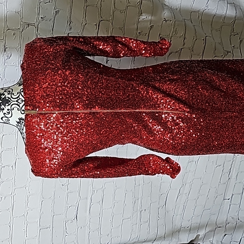 Vince Camuto sz 0 red sequins lined holiday dress - Picture 5 of 7